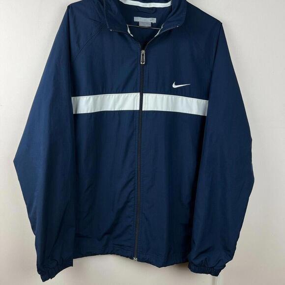Vintage 90s Nike Windbreaker Jacket Mens Blue Full Zip Nylon Swoosh  XL - Picture 1 of 6